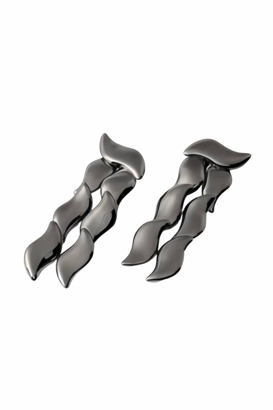 NEW VALENTINO GARAVANI women's shadow shine earrings in black ruthenium